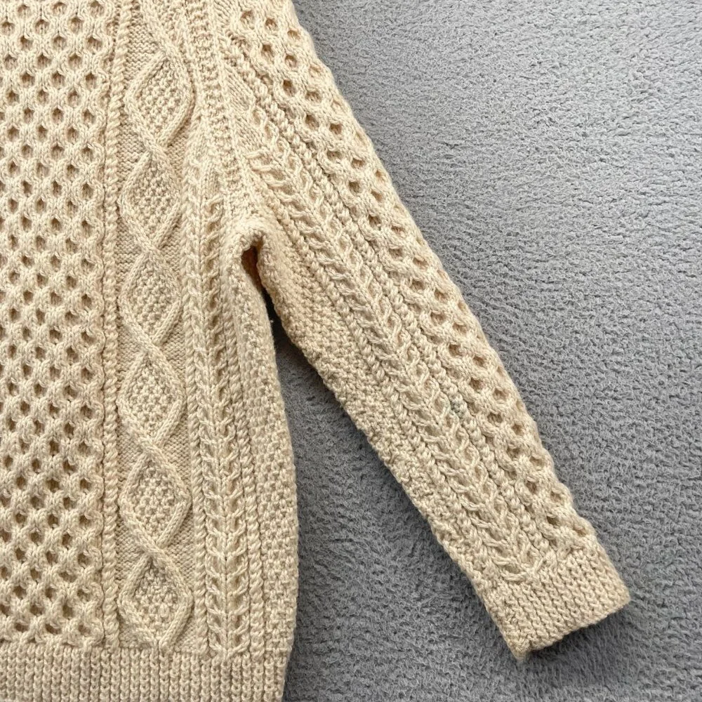 Vintage Mens Irish Fisherman Sweater KAM Knitwear Aran Hand Knits Wool 42 Medium - Picture 10 of 14